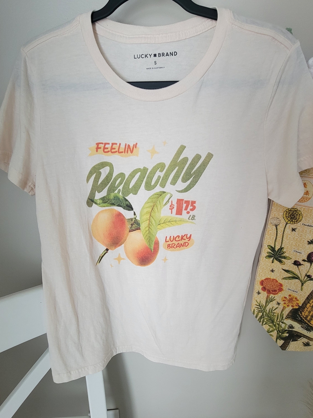 Lucky Brand "Feelin' Peachy" Graphic Tee - Pale Peach Size S
